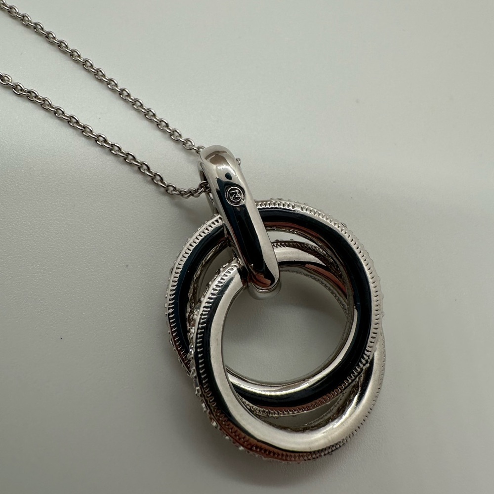 ‘Z’ Signed Silver Tone Interlocking Ring Rhinesto… - image 4